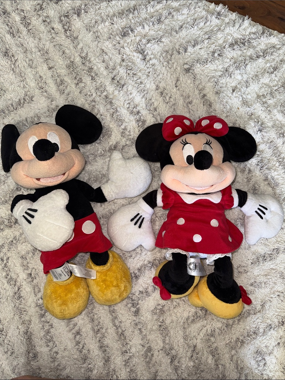 Disney Store plush toys Mickey and Minnie Mouse Black, Red, White Yellow